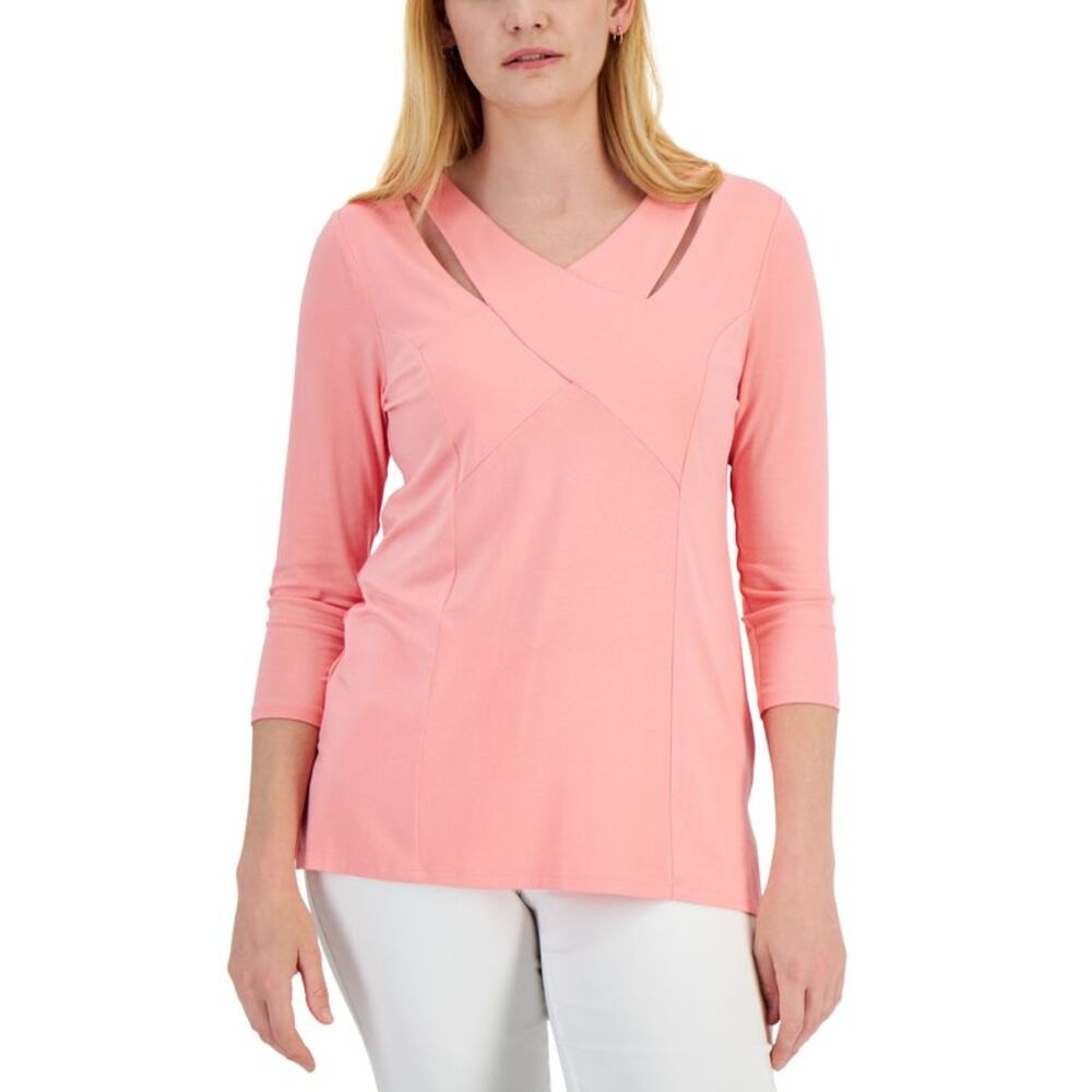 JM Collection Womens Cross Front Top